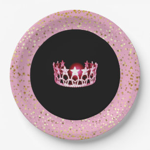 Assiettes En Carton Miss USA Plaques en papier couronne-Golden Stars P
