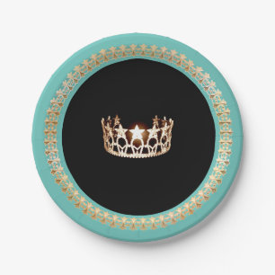 Assiettes En Carton Miss USA Turquoise Plaques en papier 7"