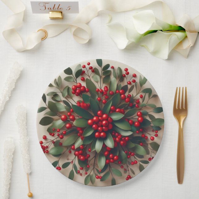 Assiettes En Carton Mistletoe (Mariage)