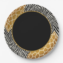 Mixed Zebra & Giraffe Print Rim (Black Center)