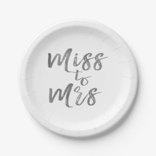 Assiettes En Carton Mlle à Mme Fête des mariées Party Silver Foil