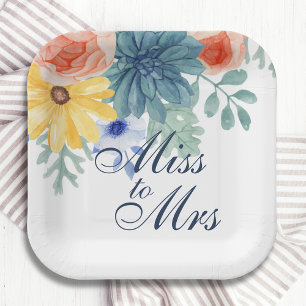 Assiettes En Carton Mlle À Mme Floral Succulent Fête des mariées Macar