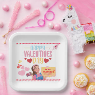 Assiettes En Carton Mme Rachel Thème Valentine's Day Papier Plaque