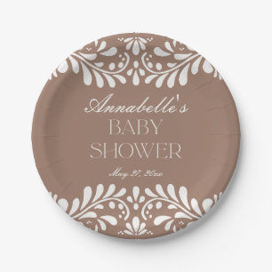 Assiettes En Carton Mocha Brown Talavera Espagne Fiesta Baby shower