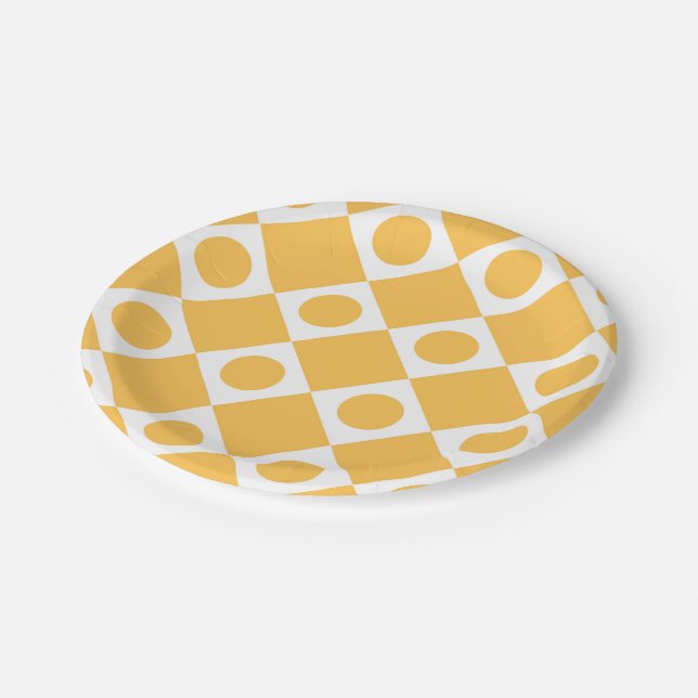 Assiettes En Carton Mod Retro 60's Mustard (Angle)