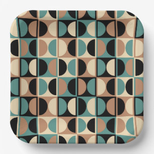 Assiettes En Carton Modèle abstrait géométrique moderne du milieu du s