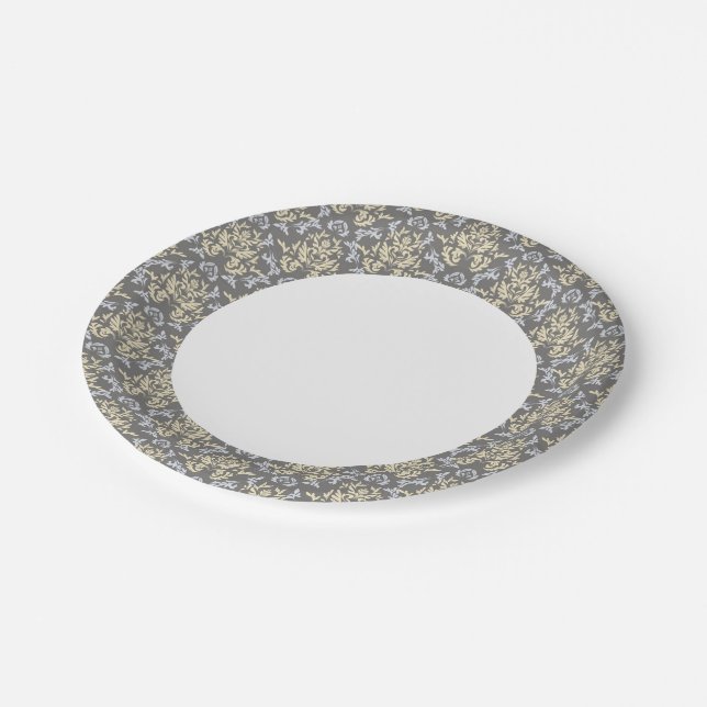 Assiettes En Carton Modèle Damas (Angle)