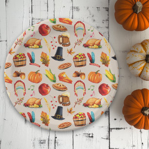 Assiettes En Carton Modèle de dinde de citrouille d'automne de Thanksg
