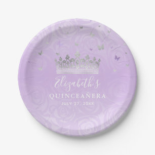 Assiettes En Carton Modèle de fête d'anniversaire violet clair et arge