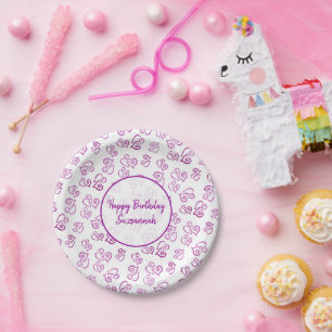Assiettes En Carton Modèle de Motif de Coeurs pourpres Personnalisé