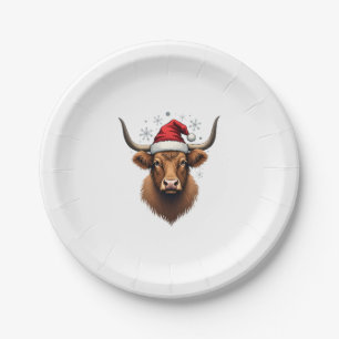 Assiettes En Carton Modèle de Noël de vache Highland vintage avec le S