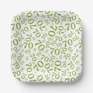 Assiettes En Carton Modèle de nombre aléatoire de la 70e fête Vert/Bla