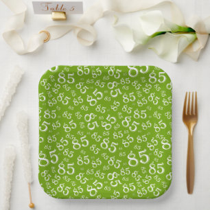 Assiettes En Carton Modèle de nombre aléatoire de la 85e fête Vert/Bla