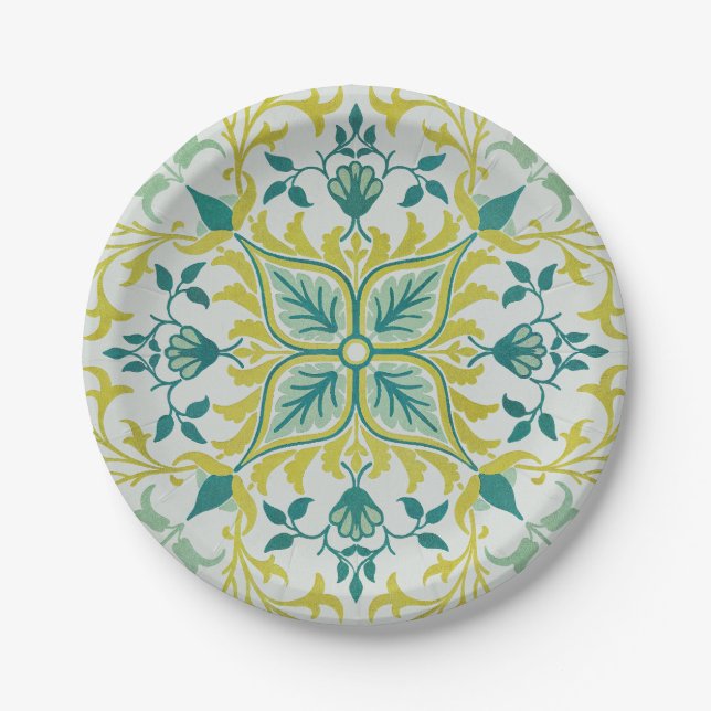 Assiettes En Carton Modèle de plafond vert citron sans couture de Will (Devant)