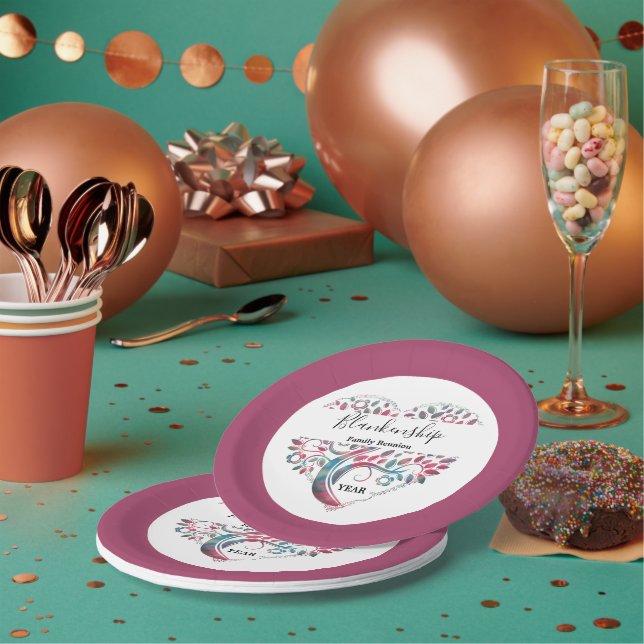 Assiettes En Carton Modèle de réunion de famille en forme de coeur (Multi)