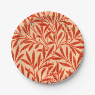 Assiettes En Carton Modèle de saule de William Morris, orange mandarin