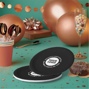 Assiettes En Carton Modèle de texte circulaire modifiable et votre log