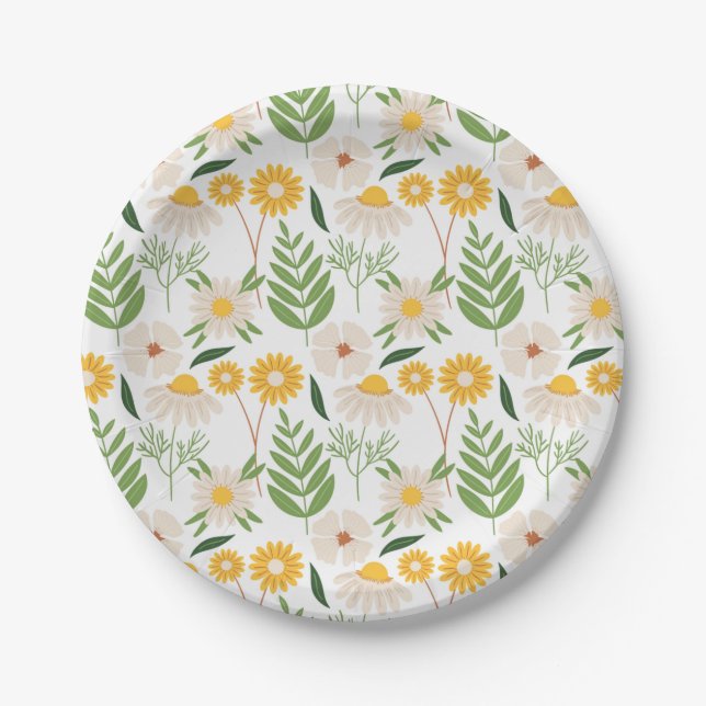Assiettes En Carton Modèle floral (Devant)