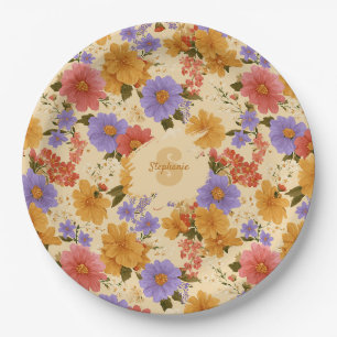 Assiettes En Carton Modèle floral de marguerite vintage (2)