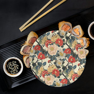 Assiettes En Carton Modèle floral japonais Ukiyo-E Art