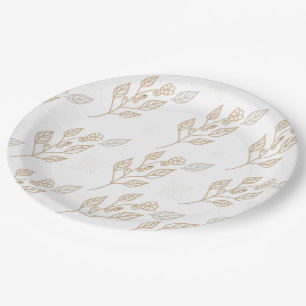 Assiettes En Carton Modèle Floral Or