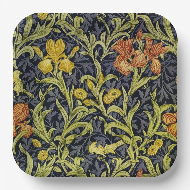 Assiettes En Carton Modèle Iris de William Morris  (Recto)