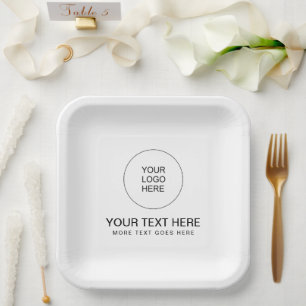 Assiettes En Carton Modèle personnalisé Logo de l'entreprise Texte ici