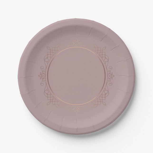Assiettes En Carton Modèle vierge sur mesure Gold Rose tendance (Devant)