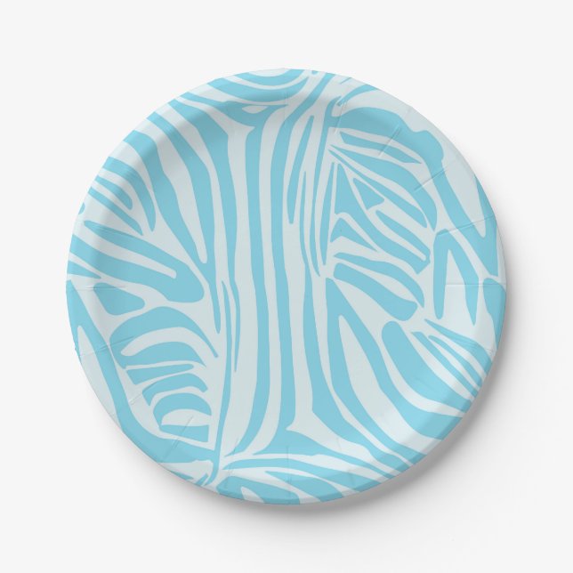 Assiettes En Carton Modèle Zèbre Bleu (Devant)