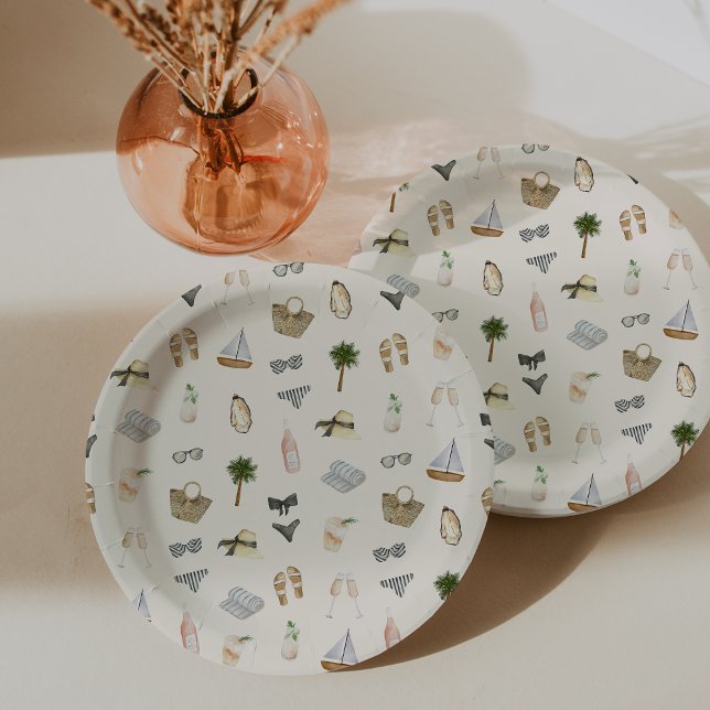 Assiettes En Carton Modèles d'icônes d'été côtier (Créateur téléchargé)