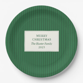 Assiettes En Carton Modern Christmas Minimal Holiday Green Stripes