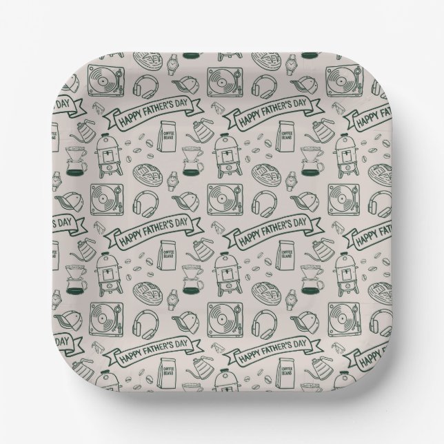 Assiettes En Carton Modern Father's Day Doodle Pattern Millennial Dad (Recto)