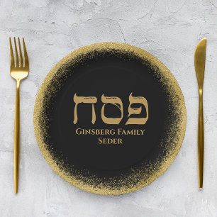 Assiettes En Carton Modern Glittery Gold Jewish Holiday Passover 