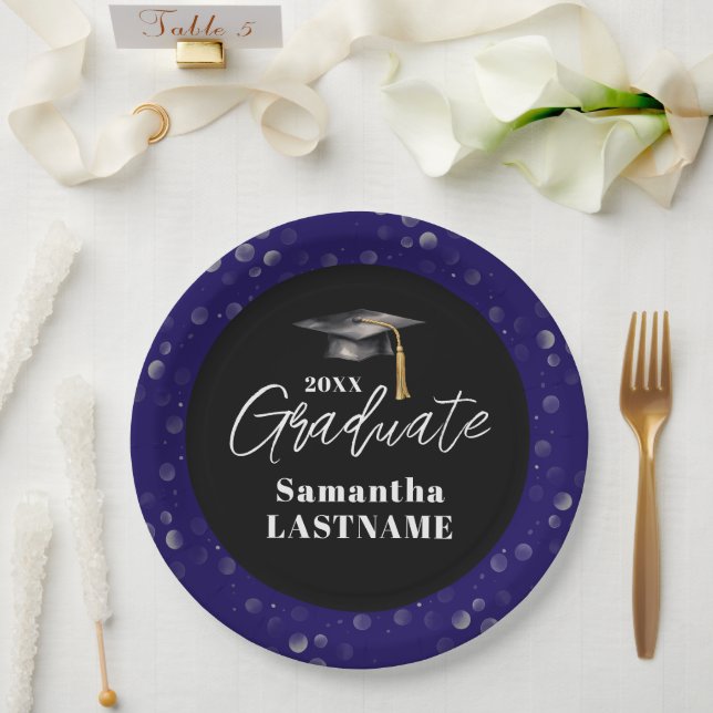 Assiettes En Carton Modern Graduation Party Class of 20XX Custom (Mariage)