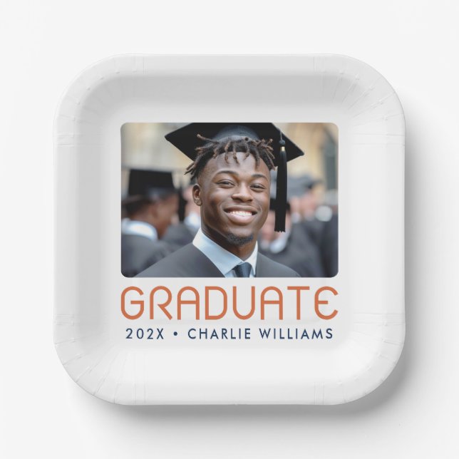 Assiettes En Carton Modern graduation year photo graduate (Recto)