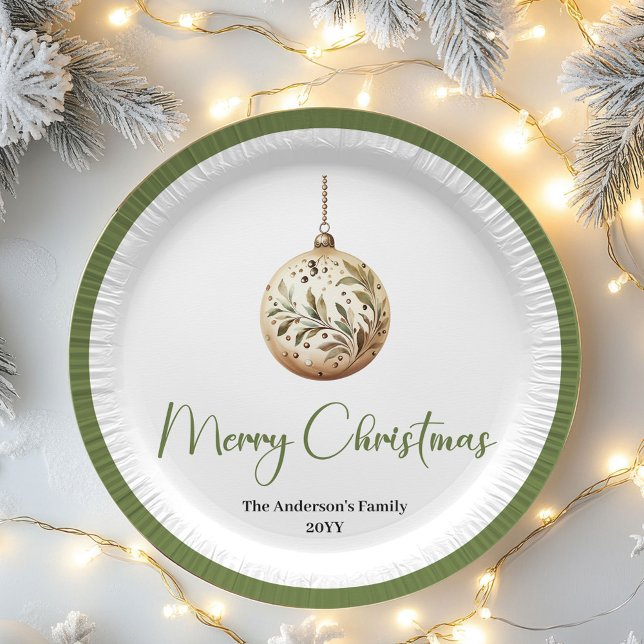 Assiettes En Carton Modern Minimal Christmas Custom Family Paper Plate (Modern Minimal Christmas Custom Family Paper Plates)