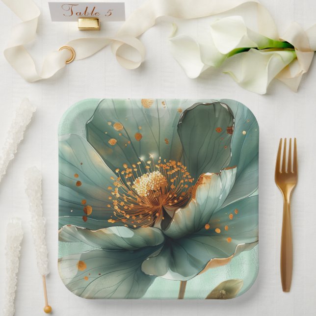 Assiettes En Carton Modern Minimalist Emerald and White Wedding  (Mariage)