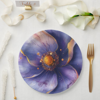Assiettes En Carton Modern Minimalist Gold and Purple Wedding 