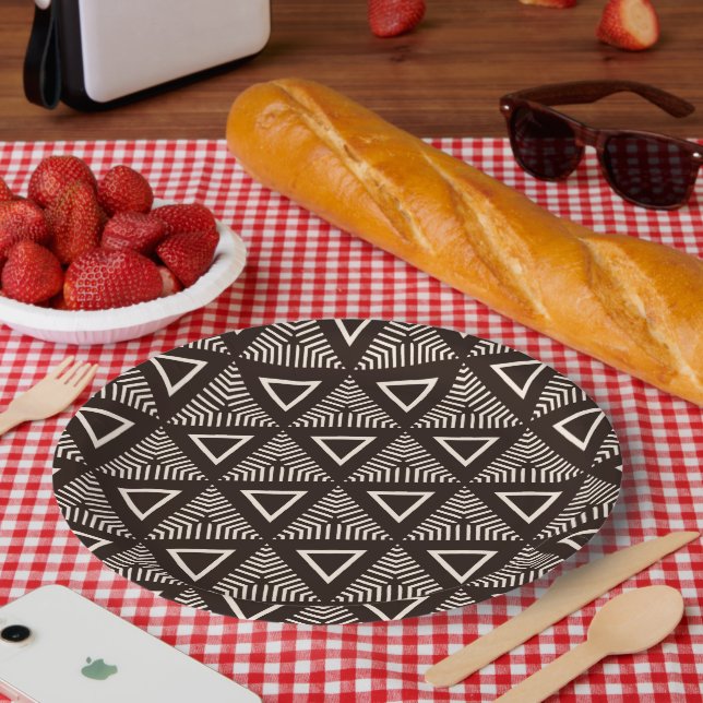 Assiettes En Carton Modern Mud Cloth Geometric Decorative Paper Plates (Pique-nique)