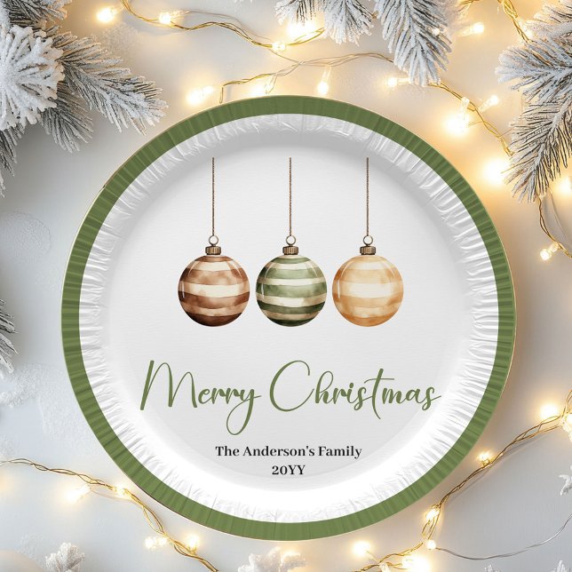 Assiettes En Carton Modern Scandinavian Christmas Custom Dinner Plates (Neutral Nordic Christmas Personalized Table Plates)