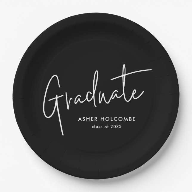 Assiettes En Carton Modern Script Graduate Simple Graduation (Devant)
