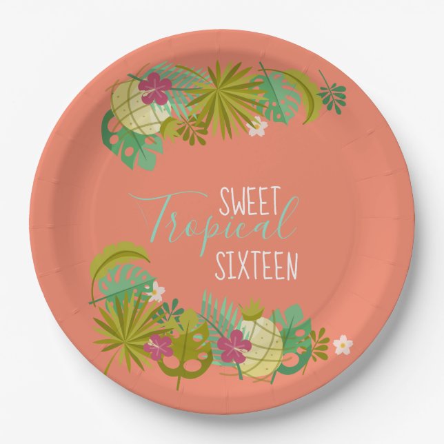 Assiettes En Carton Modern Sweet 16 Luau 16e anniversaire (Devant)
