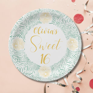 Assiettes En Carton Moderne Chic Boho Floral Sweet 16 Anniversaire