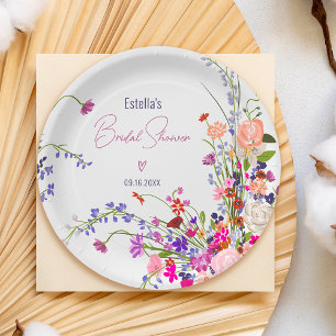 Assiettes En Carton Moderne chic fleurs sauvages script nuptiale douch