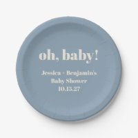 Moderne Cute Dusty Blue Baby shower Nom personnali