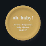 Assiettes En Carton Moderne Cute Dusty Jaune Baby shower Nom personnal<br><div class="desc">Moderne Cute Dusty Jaune Baby shower personnalisé Nom Plaques de papier</div>