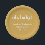 Assiettes En Carton Moderne Cute Dusty Jaune Baby shower Nom personnal<br><div class="desc">Moderne Cute Dusty Jaune Baby shower personnalisé Nom Plaques de papier</div>