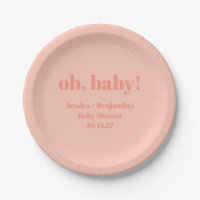 Moderne Cute Dusty Peach Baby shower Nom personnal