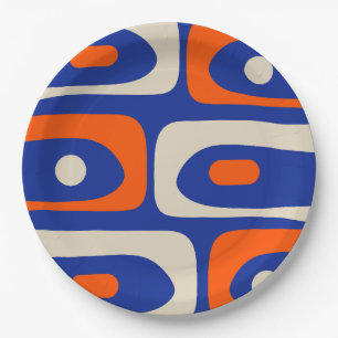 Assiettes En Carton Moderne du milieu du siècle Piquet Abstrait Bleu O
