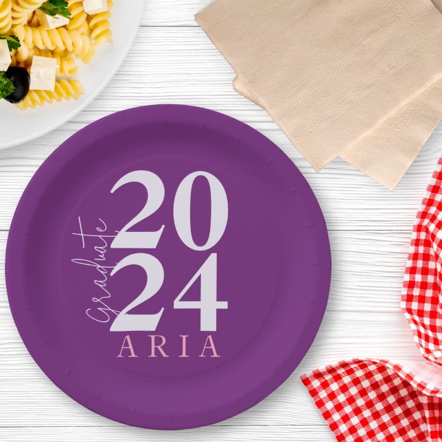Assiettes En Carton Moderne élégant Lavande Purple Graduation Party (Créateur téléchargé)